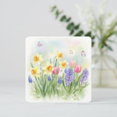 Affodien, Tulpen, Hyazinthen, Schmetterlingskarten (Stehend Vorderseite)
