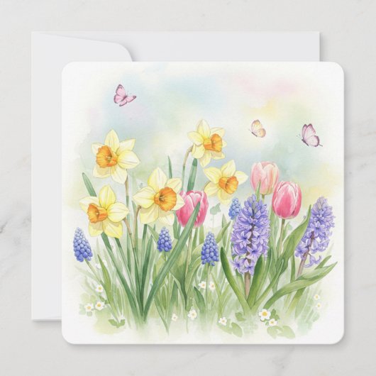 Affodien, Tulpen, Hyazinthen, Schmetterlingskarten (Vorderseite)