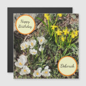 Affodien und Crocus Magnetic Birthday Card Magnetkarte (Vorne/Hinten)