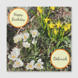 Affodien und Crocus Magnetic Birthday Card Magnetkarte