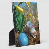 Affodien und Eier aus blauem Oster Fotoplatte (Seite)