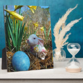 Affodien und Eier aus blauem Oster Fotoplatte (Seite)