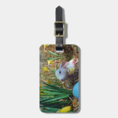 Affodien und Eier aus blauem Oster Gepäckanhänger (Vorderseite vertikal)