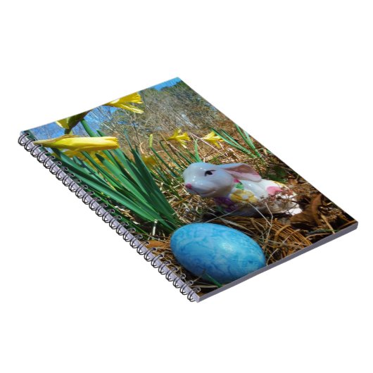 Affodien und Eier aus blauem Oster Notizblock (Rechte Seite)