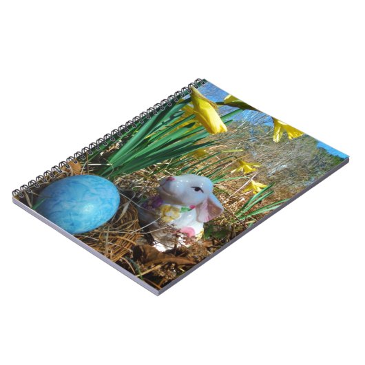 Affodien und Eier aus blauem Oster Notizblock (Linke Seite)