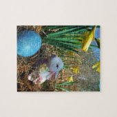 Affodien und Eier aus blauem Oster Puzzle (Horizontal)