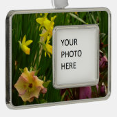 Affodien und Lenten-Rose farbenfroh Rahmen-Ornament Silber (Rechts)