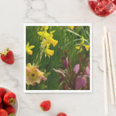 Affodien und Lenten-Rose farbenfroh Serviette (Beispiel)