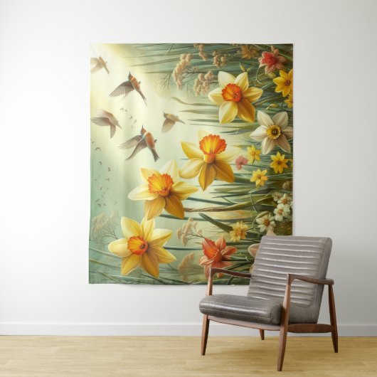 Affodien und Vögel Wandteppich (Beispiel)