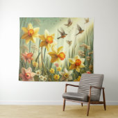 Affodien und Vögel Wandteppich (Beispiel (Horizontal))