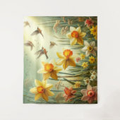 Affodien und Vögel Wandteppich (Vorderseite)