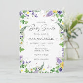 Affodien und Wildblumen Blumensprinkle Einladung (Stehend Vorderseite)