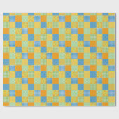 Affodils, Polkas und Karo Imitate Patchwork Geschenkpapier (Flach)