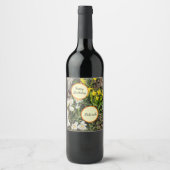 Affodis & Crocus Geburtstag Weinetikett (Vorderseite)