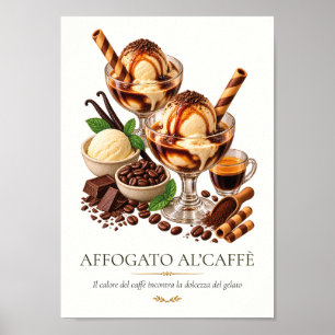 Affogato al'caffè – Vintage italienisches Dessert Poster