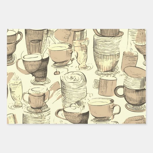 Affogato Coffee ephemere Collage Muster Geschenkpapier Set (Vorderseite 2)