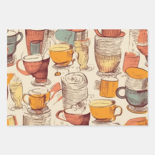 Affogato Coffee ephemere Collage Muster Geschenkpapier Set (Vorderseite)