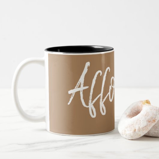 Affogato-Kaffee liebt Typografie Zweifarbige Tasse (Mit Donut)