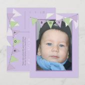 Affordable Bunting Boys Birthday Photo Party Einladungspostkarte (Vorne/Hinten)