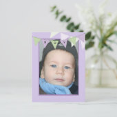 Affordable Bunting Boys Birthday Photo Party Einladungspostkarte (Stehend Vorderseite)