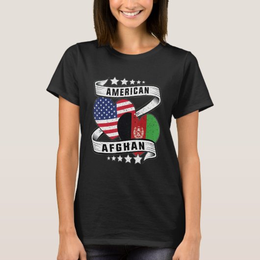 Afghan American Half Afghan half American flag hea T-Shirt (Vorderseite)