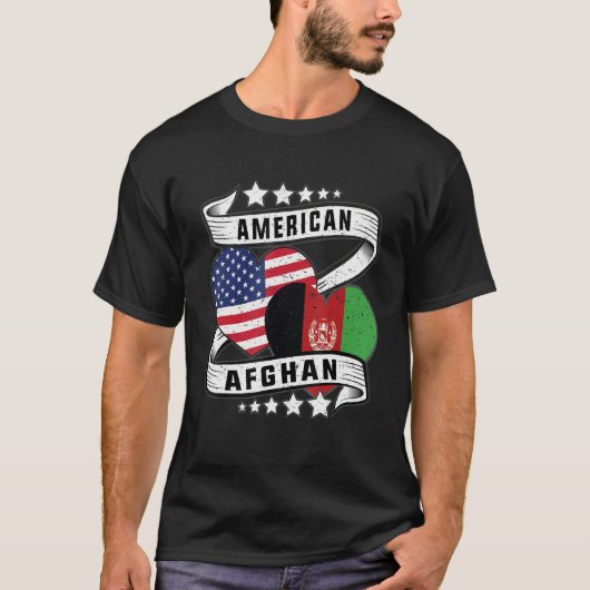 Afghan American Half Afghan half American flag hea T-Shirt (Vorderseite)