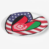 Afghan American Heart Valentinstag Wedding Gift Pappteller (Schrägansicht)