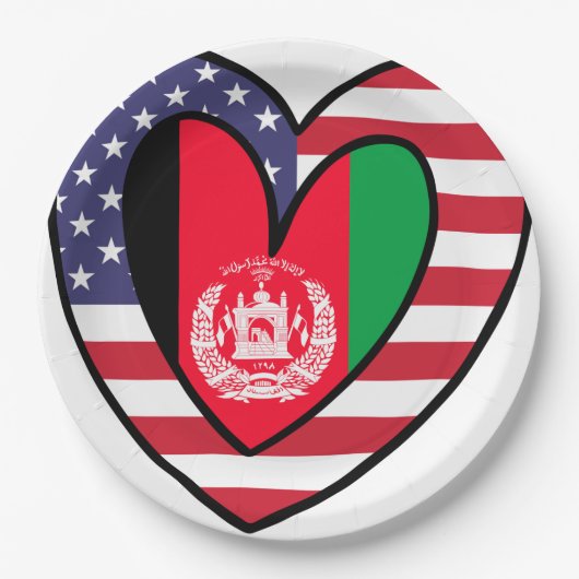 Afghan American Heart Valentinstag Wedding Gift Pappteller (Vorderseite)