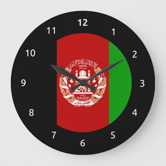 Afghan flag Wall Clocks Große Wanduhr (Vorderseite)