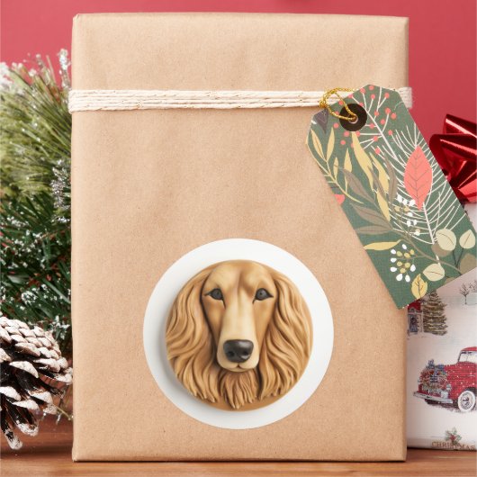 Afghan Hound 3D Inspiriert Runder Aufkleber (Feiertag)