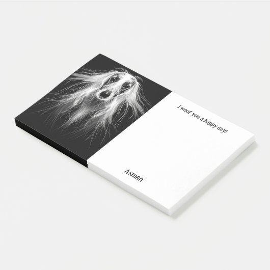 Afghan Hound Abstrakt Art Dog Name Post-it Klebezettel (angewinkelt)