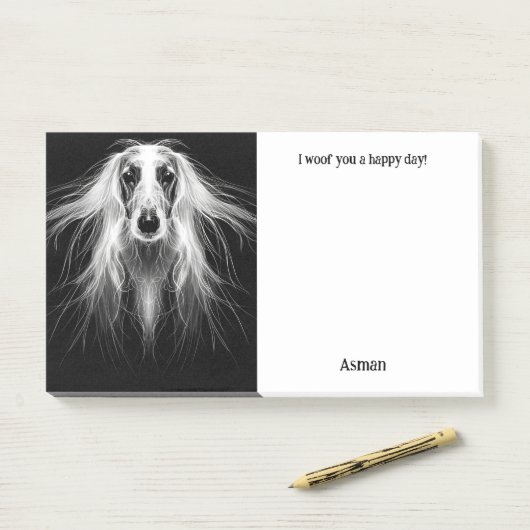 Afghan Hound Abstrakt Art Dog Name Post-it Klebezettel (Auf Schreibtisch)