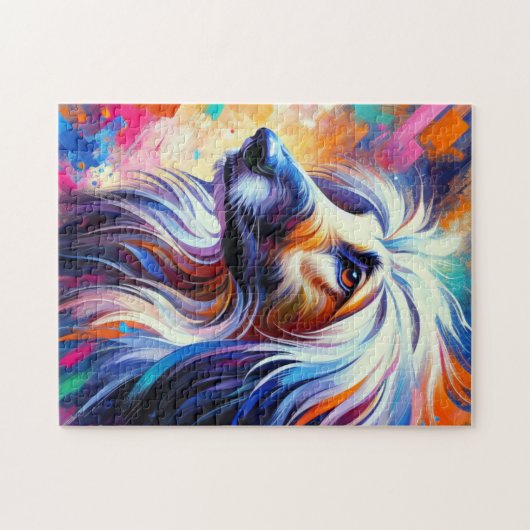 Afghan Hound Acrylic Print | Farblich | Lebhaft Puzzle (Horizontal)