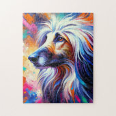 Afghan Hound Acrylic Print | Farblich | Lebhaft Puzzle (Vertikal)