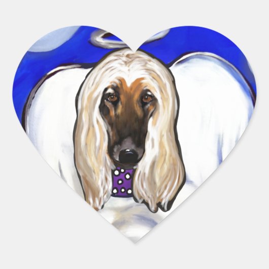 Afghan Hound Angel Herz-Aufkleber (Vorderseite)