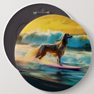 Afghan Hound Beach Surfmalerei Button