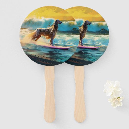 Afghan Hound Beach Surfmalerei Fächer (Vorne und Hinten)