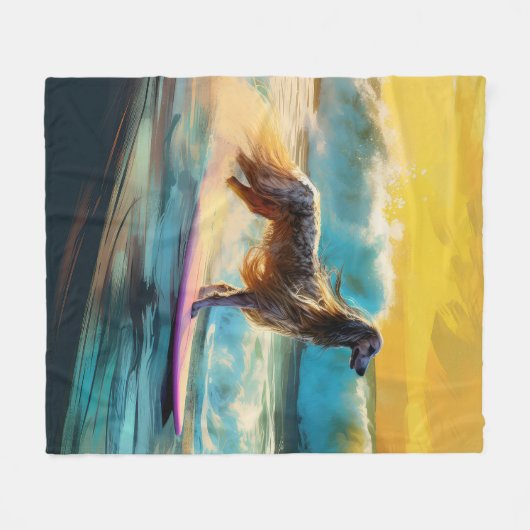 Afghan Hound Beach Surfmalerei Fleecedecke (Vorderseite (Horizontal))