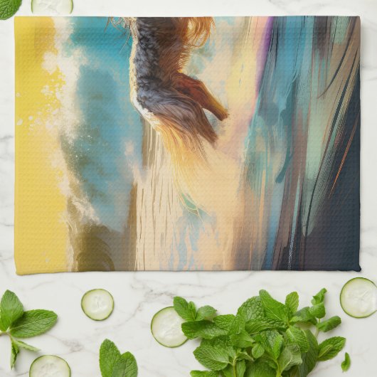 Afghan Hound Beach Surfmalerei Geschirrtuch (Gefaltet)