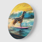 Afghan Hound Beach Surfmalerei Große Wanduhr (Winkel)