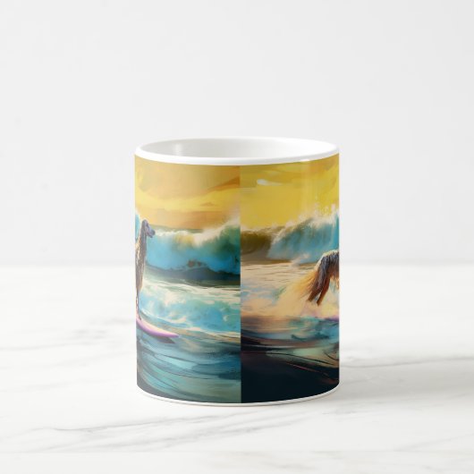 Afghan Hound Beach Surfmalerei Kaffeetasse (Mittel)