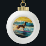 Afghan Hound Beach Surfmalerei Keramik Kugel-Ornament<br><div class="desc">Tauchen Sie ein in die spielerische Welt des Kaninchen-Abenteuers mit diesem faszinierenden Bild. Ein gepflegter Hund geht zu den Wellen und reitet geschickt auf einem sonnengeküssten Strand. Das lebendige Kunstwerk vereint wunderbar das Wesentliche der Erregung am Strand, während der Hund furchtlos auf den Wellen reitet und den Geist von Spaß...</div>