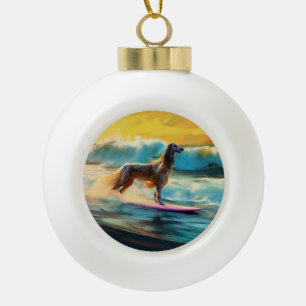 Afghan Hound Beach Surfmalerei Keramik Kugel-Ornament