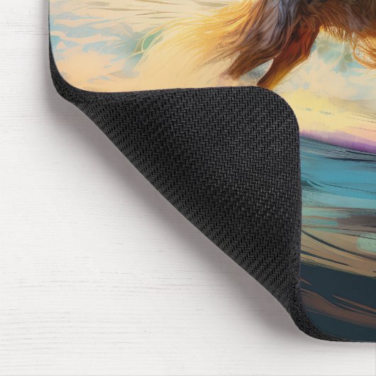Afghan Hound Beach Surfmalerei Mousepad (Ecke)