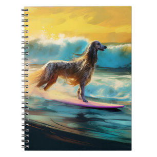 Afghan Hound Beach Surfmalerei Notizblock