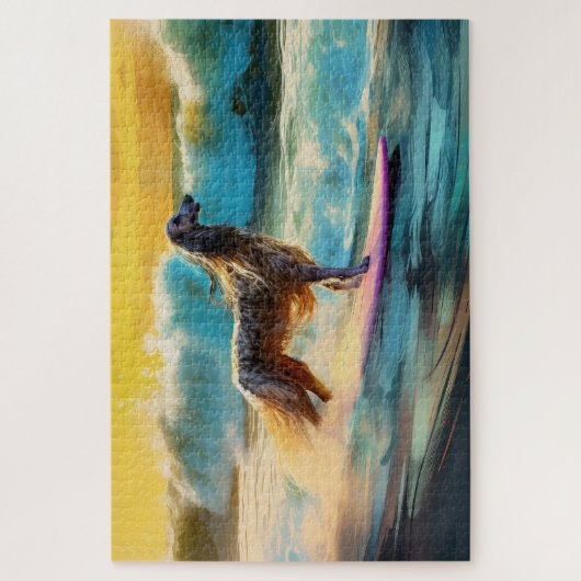 Afghan Hound Beach Surfmalerei Puzzle (Vertikal)