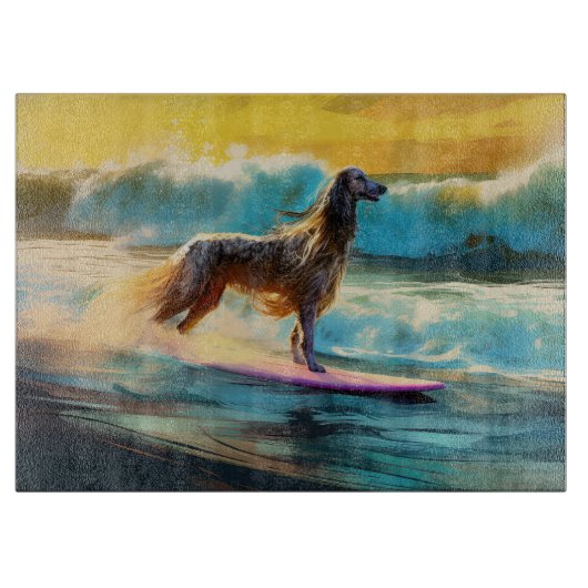 Afghan Hound Beach Surfmalerei Schneidebrett (Vorderseite)