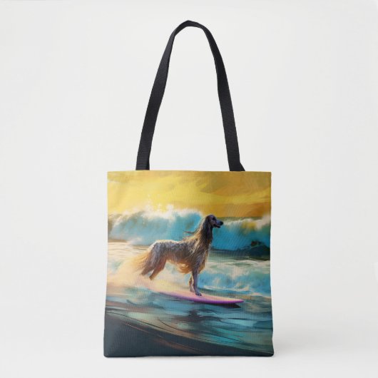 Afghan Hound Beach Surfmalerei Tasche (Vorderseite)