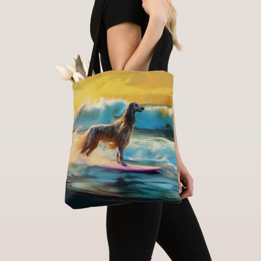 Afghan Hound Beach Surfmalerei Tasche (Von Nahem)