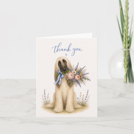 Afghan Hound Blumenstrauß Danke (Vorderseite)